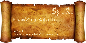 Szapáry Katalin névjegykártya